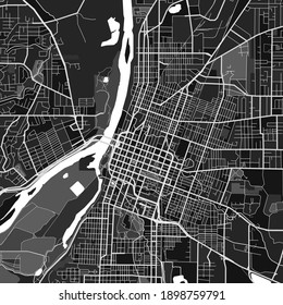 Dark vector art map of Salem, Oregon, UnitedStates with fine gray gradations for urban and rural areas. The different shades of gray in the Salem  map do not follow any particular pattern.