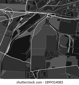Dark vector art map of Salzgitter, Lower Saxony, Germany with fine grays for urban and rural areas. The different shades of gray in the Salzgitter  map do not follow any particular pattern.