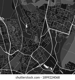 Dark vector art map of Sarcelles, Val-d Oise, France with fine grays for urban and rural areas. The different shades of gray in the Sarcelles  map do not follow any particular pattern.
