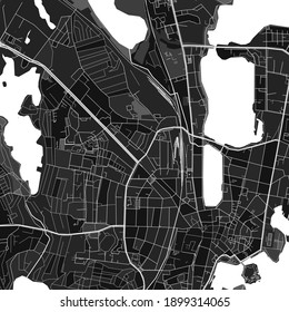 Dark vector art map of Schwerin, Mecklenburg-Western Pomerania, Germany with fine grays for urban and rural areas. The different shades of gray in the Schwerin  map do not follow any pattern.