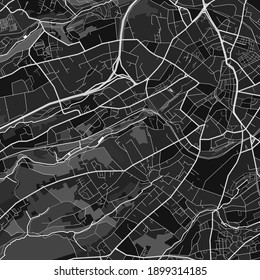 Dark vector art map of Solingen, North Rhine-Westphalia, Germany with fine grays for urban and rural areas. The different shades of gray in the Solingen  map do not follow any particular pattern.