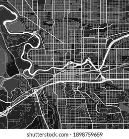 Dark vector art map of Spokane, Washington, UnitedStates with fine gray gradations for urban and rural areas. The different shades of gray in the Spokane  map do not follow any particular pattern.