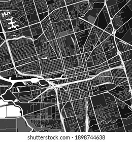 Dark vector art map of Stockton, California, UnitedStates with fine gray gradations for urban and rural areas. The different shades of gray in the Stockton  map do not follow any particular pattern.