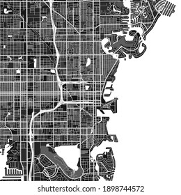 Dunkle Vektorgrafik von St-Petersburg, Florida, Vereinigte Staaten mit feinen grauen Farbtönen für städtische und ländliche Gebiete. Die verschiedenen Grau-Farbtöne in der St. Petersburger Karte folgen keinem Muster.