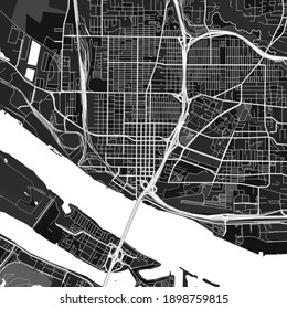 Dark vector art map of Vancouver, Washington, UnitedStates with fine gray gradations for urban and rural areas. The different shades of gray in the Vancouver  map do not follow any particular pattern.