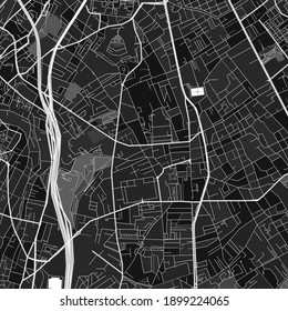 Dark vector art map of Villejuif, Val-de-Marne, France with fine grays for urban and rural areas. The different shades of gray in the Villejuif  map do not follow any particular pattern.