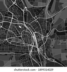 Dark vector art map of Villingen-Schwenningen, Baden-Wuerttemberg, Germany with fine grays for urban and rural areas. The different shades of gray in the Villingen-Schwenningen  map do not follow any 