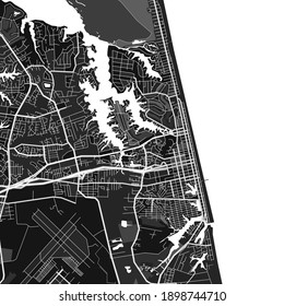 Dark vector art map of VirginiaBeach, Virginia, UnitedStates with fine gray gradations for urban and rural areas. The different shades of gray in the VirginiaBeach  map do not follow any pattern.
