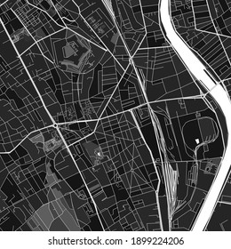 Dark vector art map of Vitry-sur-Seine, Val-de-Marne, France with fine grays for urban and rural areas. The different shades of gray in the Vitry-sur-Seine  map do not follow any particular pattern.