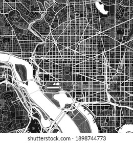 Dark vector art map of Washington, D.C., UnitedStates with fine gray gradations for urban and rural areas. The different shades of gray in the Washington  map do not follow any particular pattern.