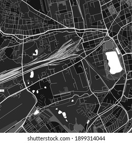 Dark vector art map of Zwickau, Saxony, Germany with fine grays for urban and rural areas. The different shades of gray in the Zwickau  map do not follow any particular pattern.