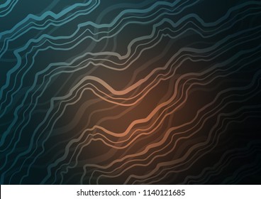 Dark vector background with bent lines. Colorful abstract illustration with gradient lines. Textured wave pattern for backgrounds.