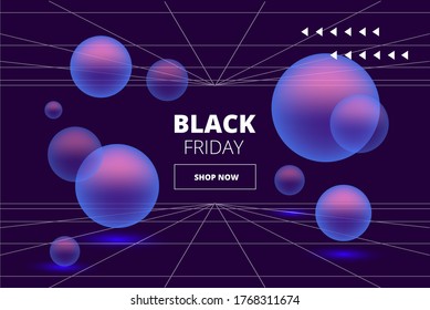 dark vector background with a grid and soap bubbles