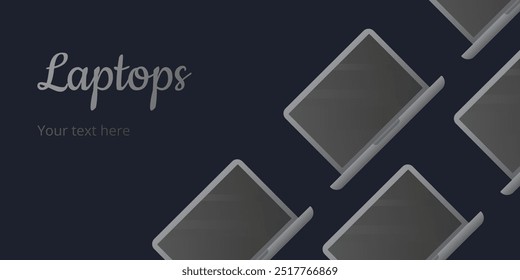 Dark vector background with laptops.