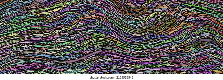 Dark vector background, multicolor wavy texture, abstract 