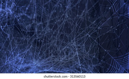 Dark vector background with spider web.