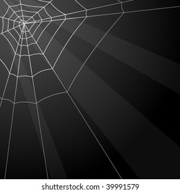 Dark Vector Background With Spider Web In The Corner.