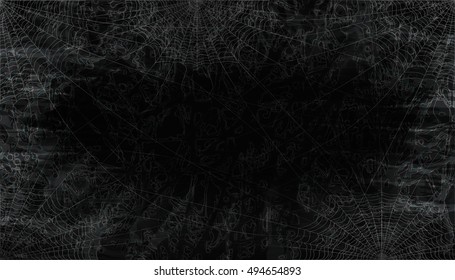 Dark vector background with spider web. EPS10.