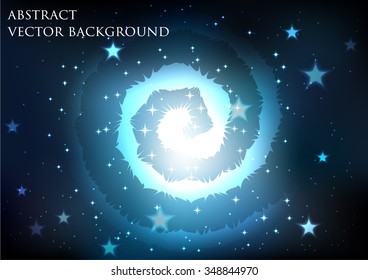 Dark vector background with stars and a spiral