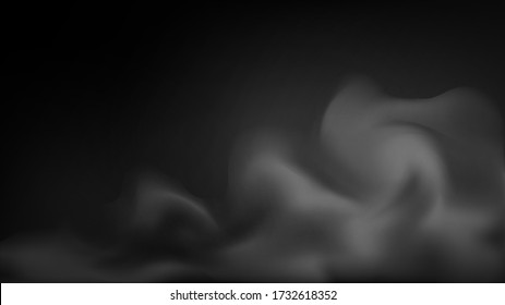 Fondo vector oscuro con vapor o humo, nubes de niebla