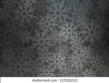 Dark vector background with xmas snowflakes. Decorative shining illustration with snow on abstract template. The pattern can be used for new year leaflets.