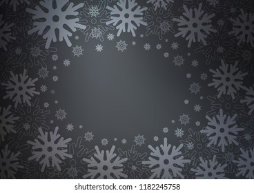Dark vector background with xmas snowflakes. Glitter abstract illustration with crystals of ice. The template can be used as a new year background.