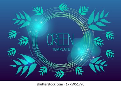 dark vector banner with green leaves and glow