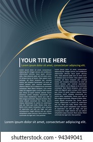 Dark Vector Brochure and Poster Background with gold elements