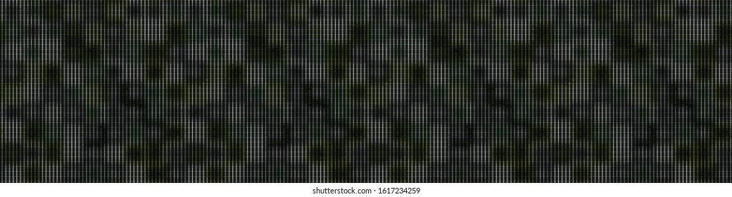 Dark vector camouflage marl border texture. Variegated mottled ribbon trim. Seamless camo heather pattern. Modern distorted masculine textile trim. Military green fashion disrupted glitch edge.