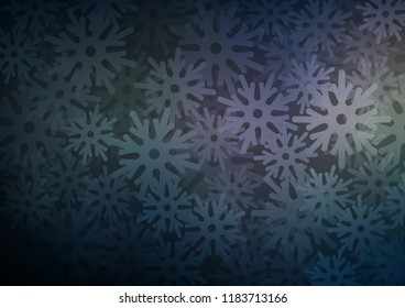 Dark vector cover with beautiful snowflakes. Modern geometrical abstract illustration with crystals of ice. The pattern can be used for year new  websites.