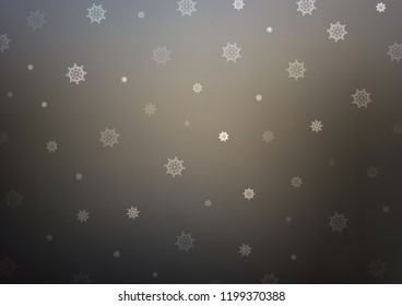 Dark vector cover with beautiful snowflakes. Decorative shining illustration with snow on abstract template. New year design for your business advert.