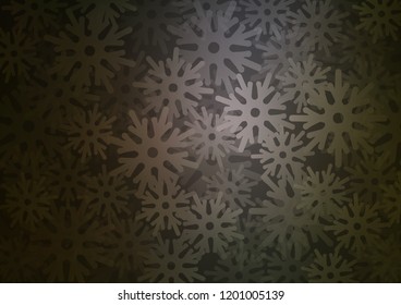 Dark vector cover with beautiful snowflakes. Modern geometrical abstract illustration with crystals of ice. The template can be used as a new year background.