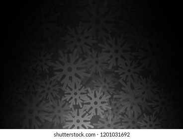Dark vector cover with beautiful snowflakes. Glitter abstract illustration with crystals of ice. New year design for your ad, poster, banner.