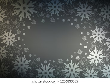 Dark vector cover with beautiful snowflakes. Blurred decorative design in xmas style with snow. The pattern can be used for year new  websites.