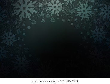 Dark vector cover with beautiful snowflakes. Shining colored illustration with snow in christmas style. The pattern can be used for new year ad, booklets.