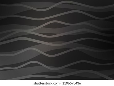 Dark vector cover with long wavy lines. Lines on blurred abstract background with gradient. The pattern can be used for websites.