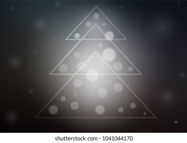 Dark vector cover with a xmas tree. Glitter abstract illustration with christmas tree. New year design for your ad, poster, banner.