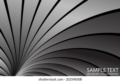 Dark vector curved background illustration template - Abstract  shiny vector background lined space