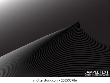 Dark vector curved background illustration lighted - Striped vector reflective background illustration