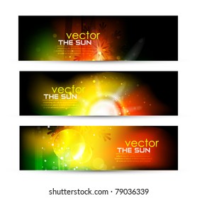 Dark vector header with colorful glowing set