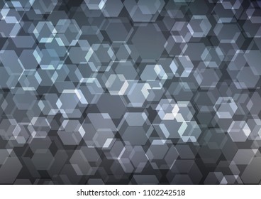 Dark vector hexagon mosaic pattern. Glitter abstract illustration with an elegant design. Brand new design for your business.