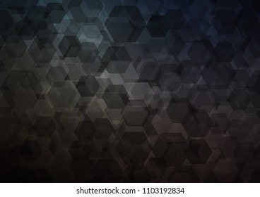 Dark vector hexagon mosaic template. Glitter abstract illustration with an elegant design. The textured pattern can be used for background.
