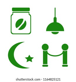 dark vector icons set. with chandelier, velvet, coffee jar and islam symbol in set