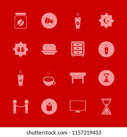 dark vector icons set. with nightstand, coffee cup heart, islam symbol and coffee beans in set