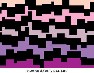 Dark vector image in purple tones with abstract pixels. color stripes. Universal vector background in retro style for covers, social networks, advertising, printing..