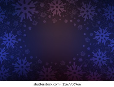Dark vector layout with bright snowflakes. Modern geometrical abstract illustration with crystals of ice. The pattern can be used for new year leaflets.