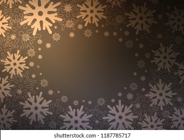 Dark vector layout with bright snowflakes. Snow on blurred abstract background with gradient. The template can be used as a new year background.