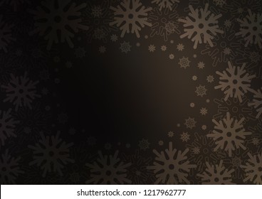 Dark vector layout with bright snowflakes. Shining colored illustration with snow in christmas style. The pattern can be used for new year ad, booklets.