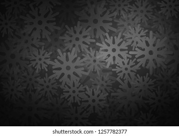 Dark vector layout with bright snowflakes. Decorative shining illustration with snow on abstract template. The template can be used as a new year background.