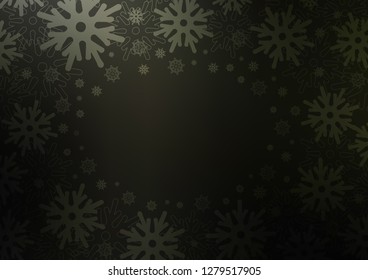 Dark vector layout with bright snowflakes. Modern geometrical abstract illustration with crystals of ice. The pattern can be used for new year leaflets.